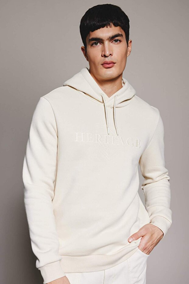 Regular Fit Hooded Letter Printed Sweatshirt B5770Ax23Wn