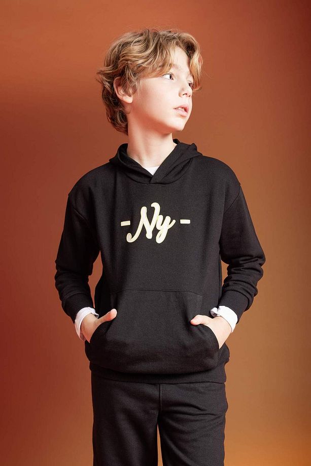 Erkek Çocuk Oversize Geniş Kalıp Kapüşonlu Sırt Baskılı Sweatshirt B6135A824SP - 2
