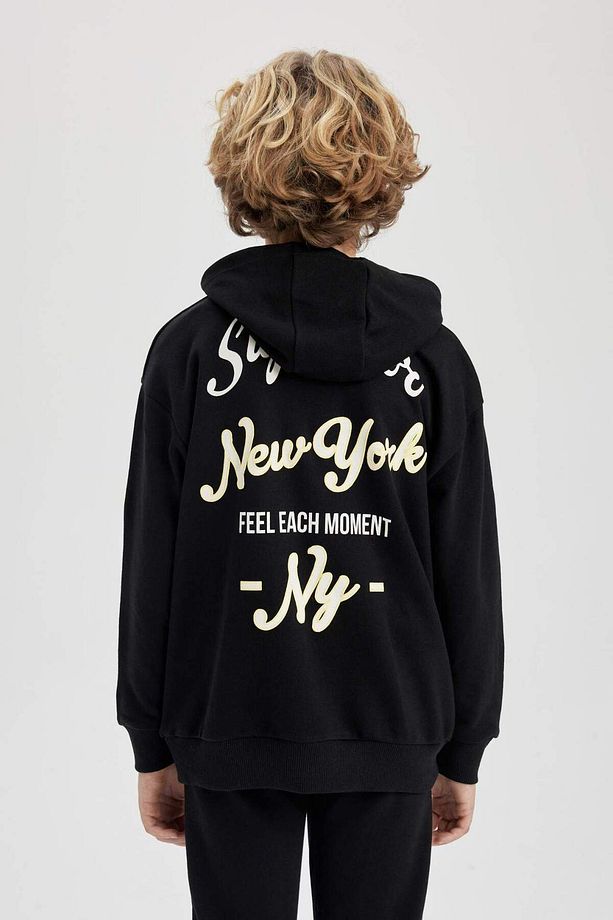 Erkek Çocuk Oversize Geniş Kalıp Kapüşonlu Sırt Baskılı Sweatshirt B6135A824SP - 8