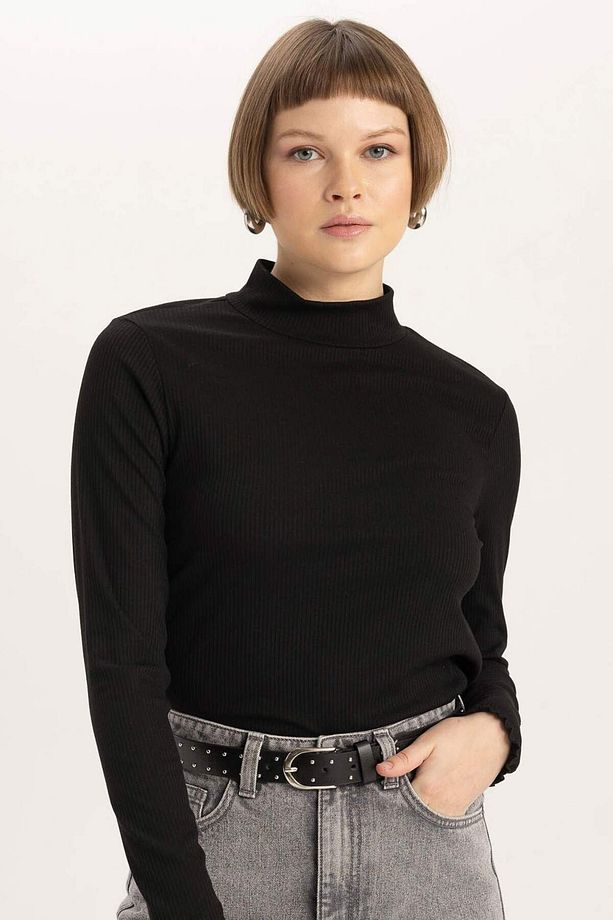 Regular Fit Basic Düz Ribana Uzun Kollu Hamile Üst C1025AX23WN - 1