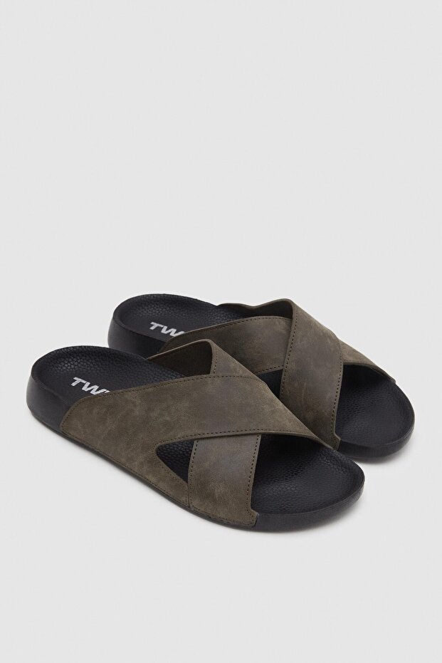 Haki Çapraz Bant Terlik - 1