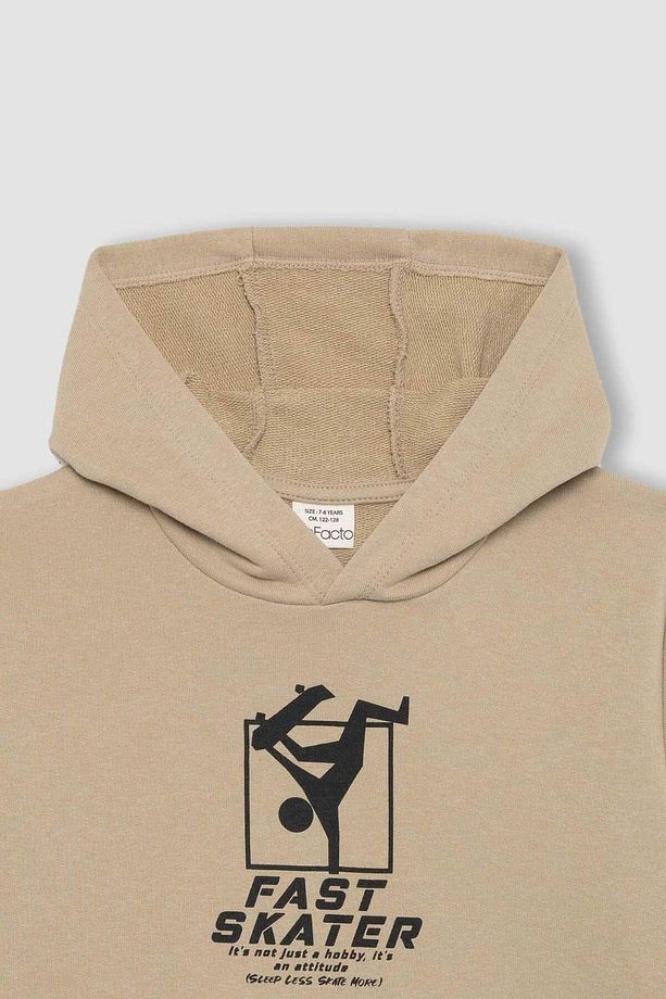 Erkek Çocuk Baskılı Kapüşonlu Kalın Sweatshirt B8998A823CW - 8