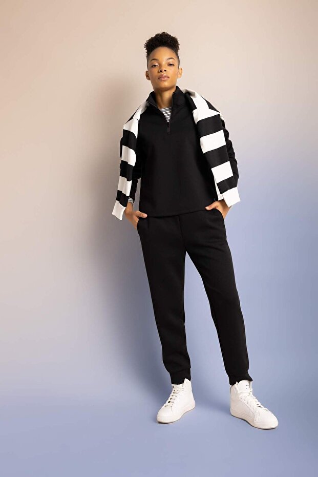 DeFactoFit Sporcu Jogger Eşofman Altı Standart Fit Beli Lastikli Cepli Basic Düz B6358AX23WN - 3