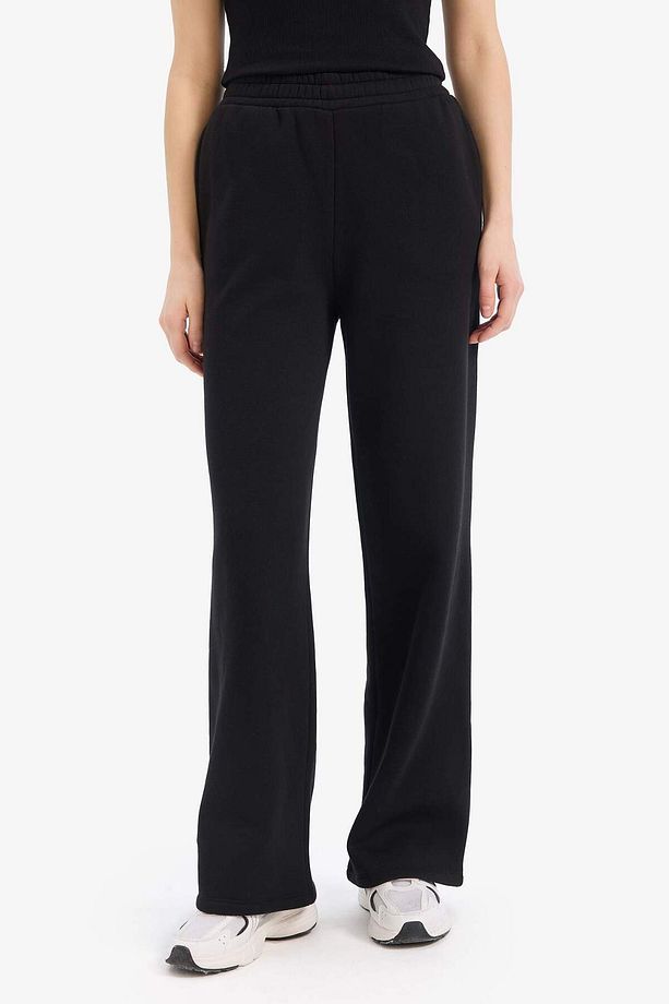 Straight Fit Beli Lastikli Eşofman Altı Cepli Yüksek Bel Kalın Basic Düz B8571AX23WN - 4