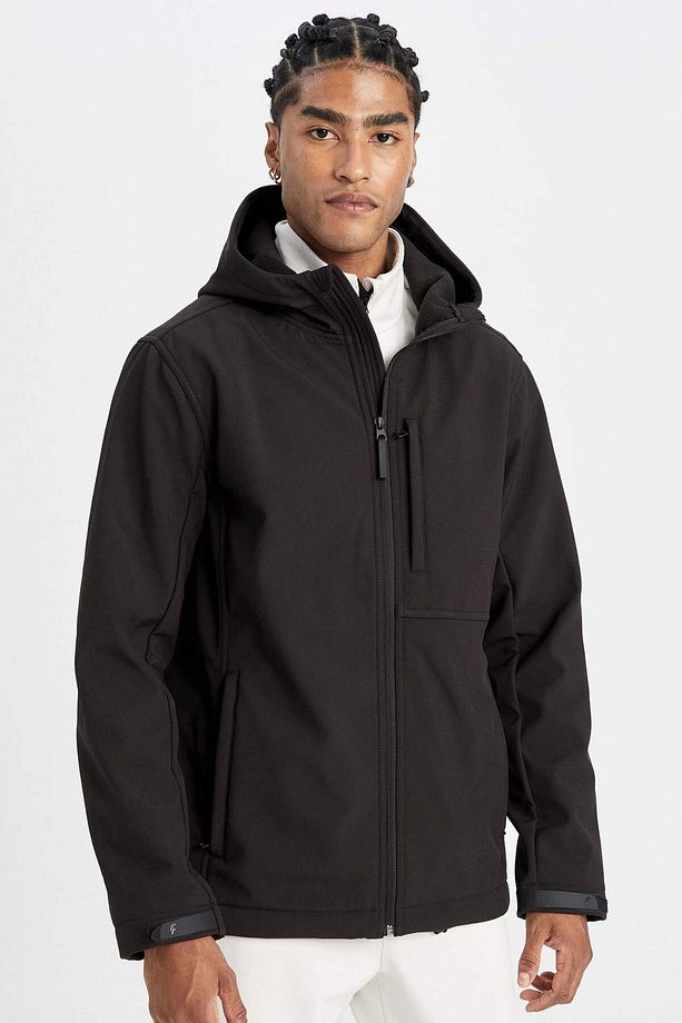 DeFactoFit Su İtici Regular Fit Kapüşonlu Fermuarlı Softshell Yağmurluk A2122AX23WN - 1