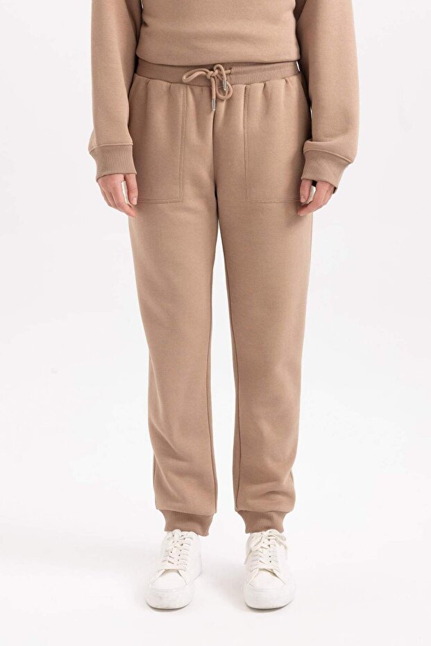 Regular Fit Jogger Kışlık Eşofman Altı Basic Düz Beli Lastikli Bağcıklı Cepli V2699AZ23WN - 5