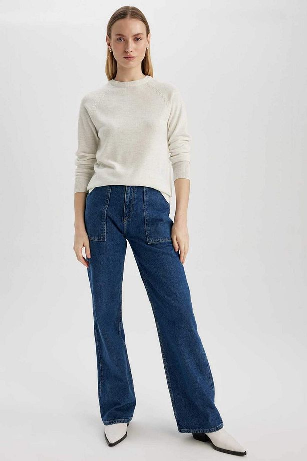 Regular Fit Bisiklet Yaka Basic Kazak I6913AZ23WN - 2