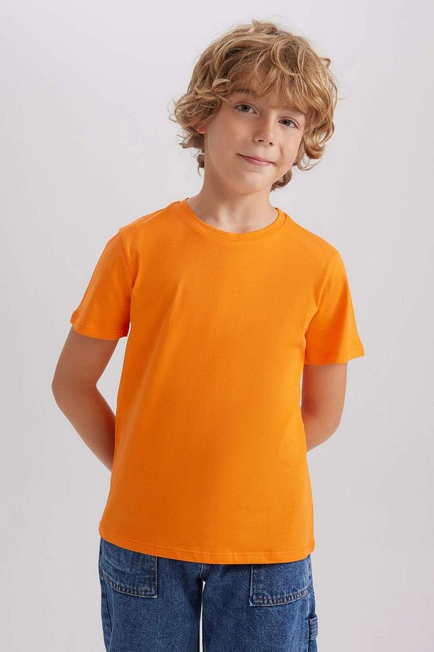 Erkek Çocuk Bisiklet Yaka Basic Düz Kısa Kollu Tişört B0667A8NS - 3