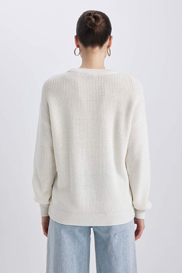 Regular Fit Bisiklet Yaka Basic Triko Kazak H6905AZ23WN - 6