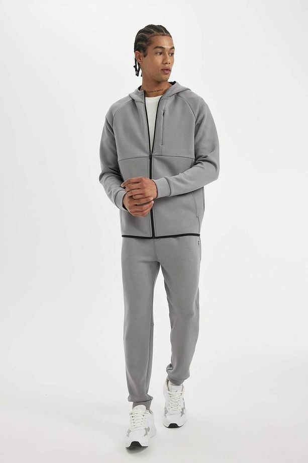 DeFactoFit Slim Fit Sporcu İnce Jogger Eşofman Altı Dar Kesim Skuba Dalgıç Kumaş Standart Paça Beli - 4