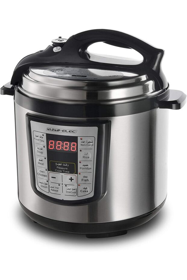 Electric Pressure Cooker 10L 1400W Non-Stick with Timer and LED Countdown Screen Black/Silver - 2