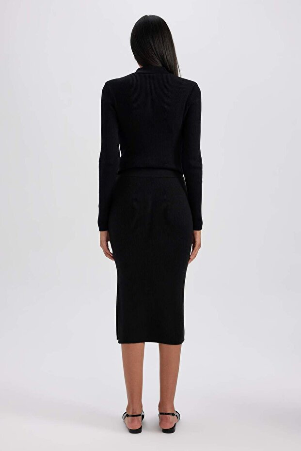 Fitted Yırtmaçlı Triko Midi Etek B2098AX23WN - 7