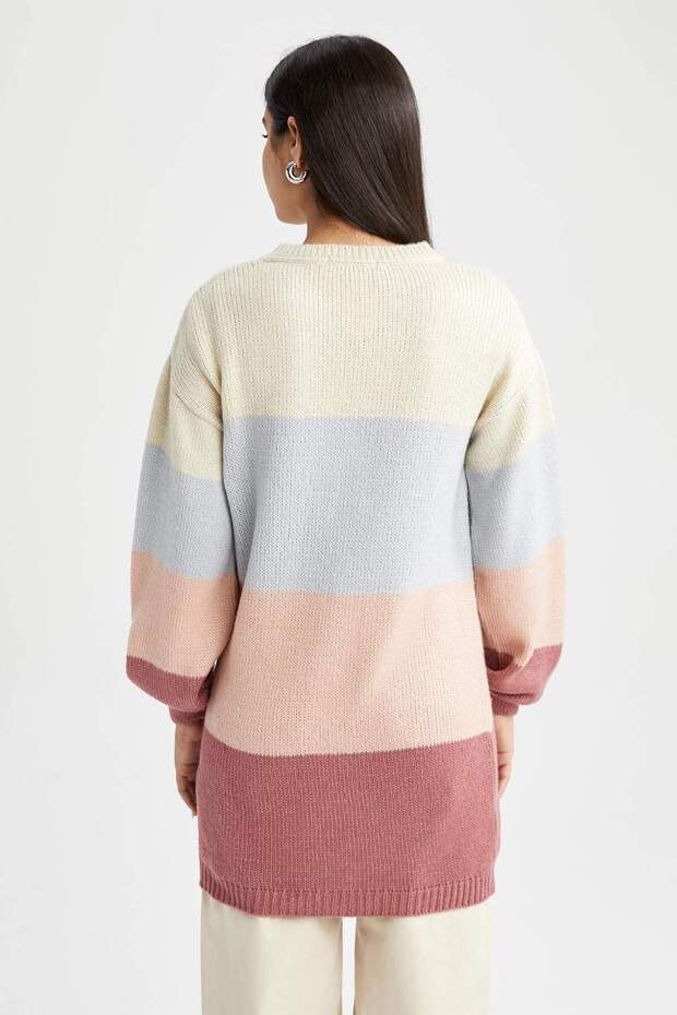 Regular Fit Rundhalsausschnitt Farbblock Basic Plain Tunika Z8082AZ22WN - 8