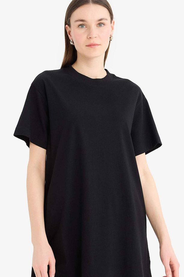 Regular Fit Bisiklet Yaka Basic Düz Kısa Kollu %100 Pamuk Tunik A8351AX23SM - 1