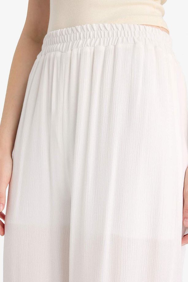 Krinkıl Viskon Pantolon Wide Leg Geniş Bol Paça Basic Düz Yüksek Bel Standart Boy Z5705AZ23HS - 5