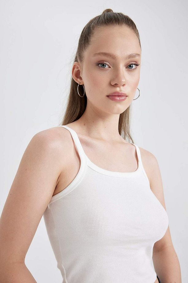 Coool Fitted Fitilli Kaşkorse Beyaz Askılı Basic Atlet B1659AX23HS - 4