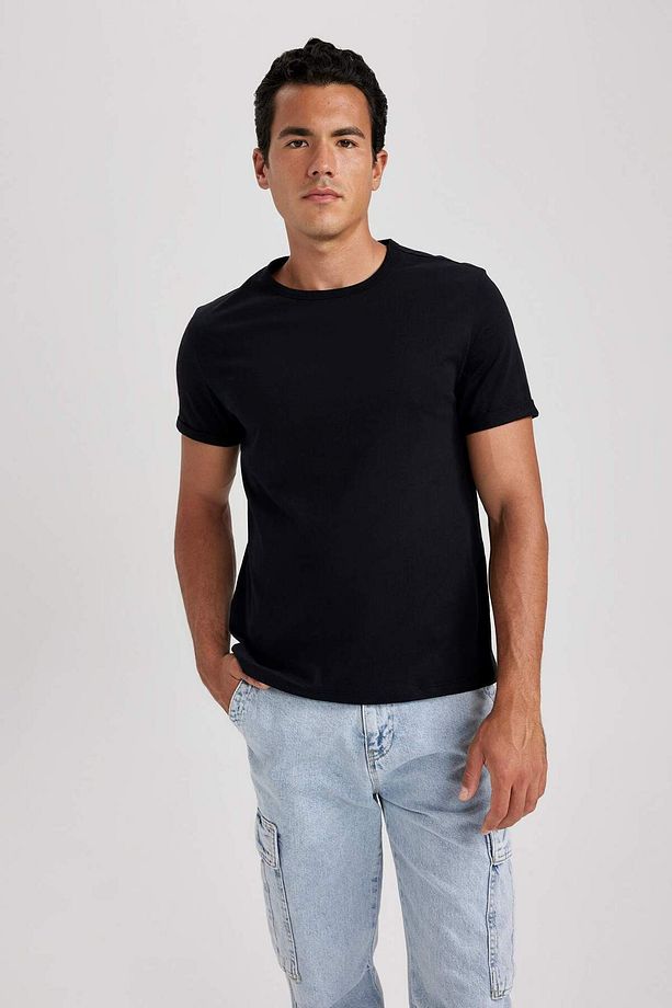 Regular Fit Bisiklet Yaka Kısa Kollu Basic Tişört B1386AX23HS - 4