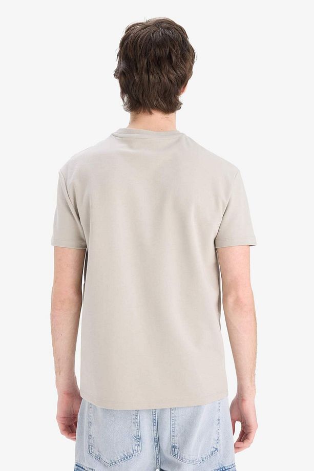 Regular Fit Bisiklet Yaka Baskılı Kısa Kollu Pamuklu Ağır Kumaş Tişört Z3073AZ23SP - 4