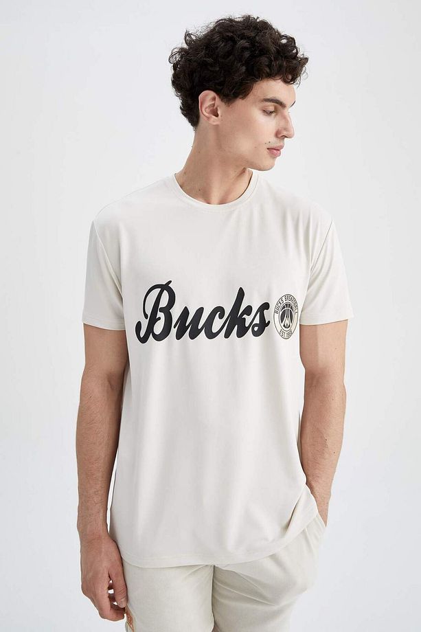 DeFactoFit NBA Milwaukee Bucks Bisiklet Yaka Ağır Kumaş Kısa Kollu Tişört X8064AZ22HS - 8