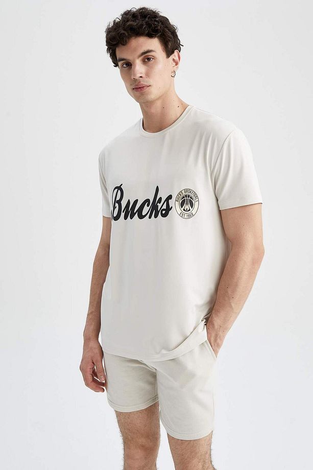 DeFactoFit NBA Milwaukee Bucks Bisiklet Yaka Ağır Kumaş Kısa Kollu Tişört X8064AZ22HS - 7