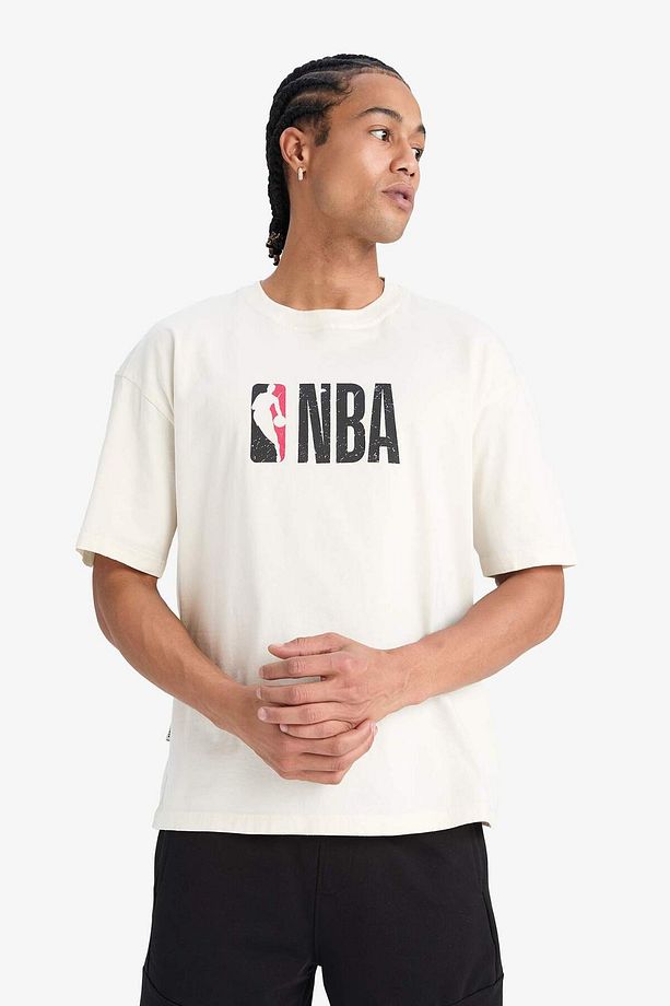 DeFactoFit NBA Wordmark Oversize Geniş Kalıp Bisiklet Yaka Kısa Kollu Tişört W6365AZ22SP - 3