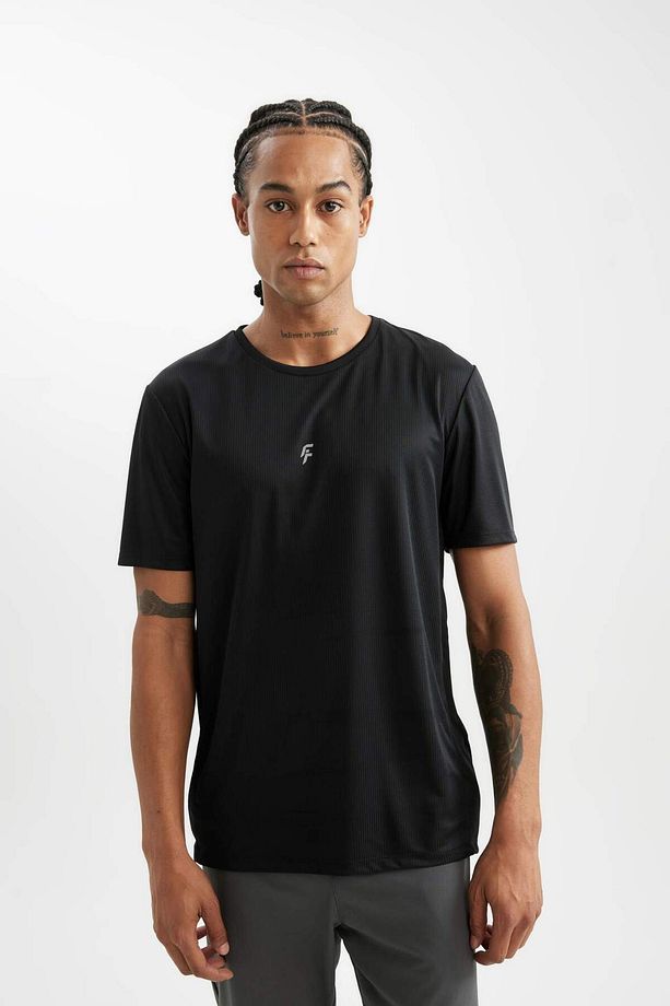 DeFactoFit Slim Fit Bisiklet Yaka Sporcu Ağır Kumaş Tişört X6142AZ22SM - 4