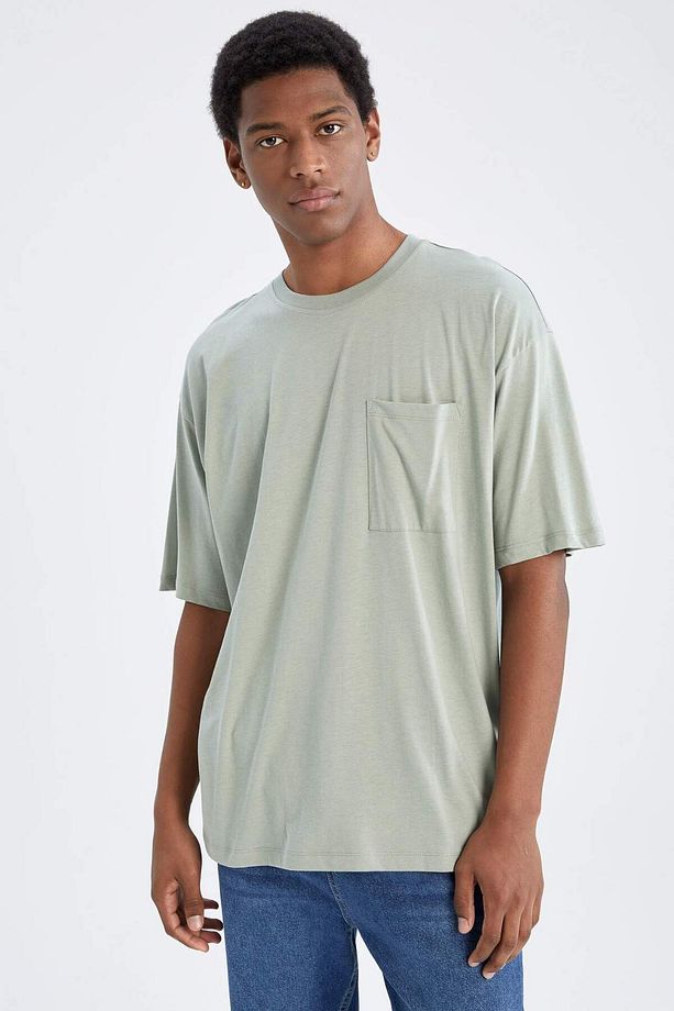 Oversize Fit Bisiklet Yaka Basic Kısa Kollu Tişört V2384AZ22SP - 5