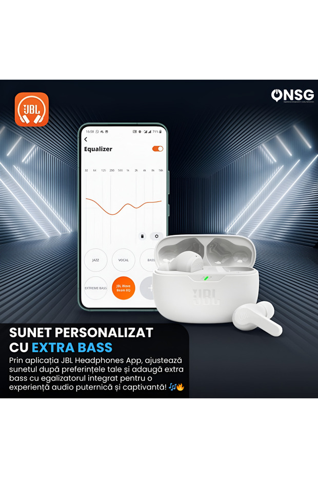 Căști Bluetooth Wave Beam, albe - 3