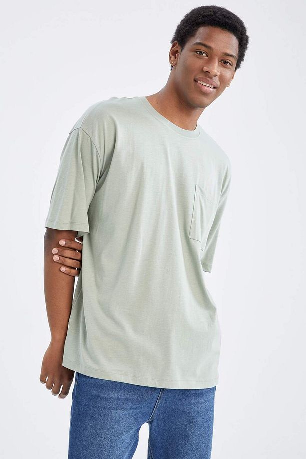 Oversize Fit Bisiklet Yaka Basic Kısa Kollu Tişört V2384AZ22SP - 7