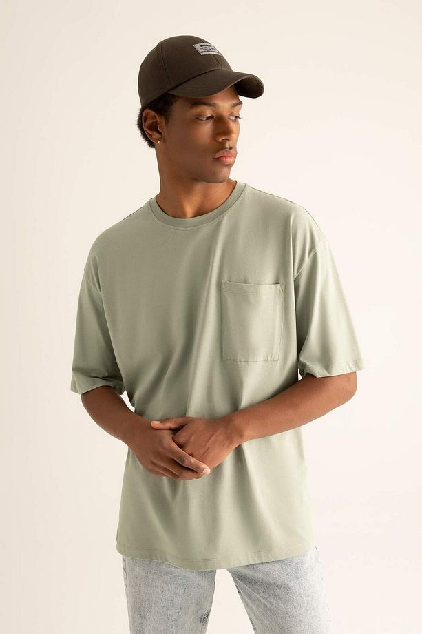 Oversize Fit Bisiklet Yaka Basic Kısa Kollu Tişört V2384AZ22SP - 4