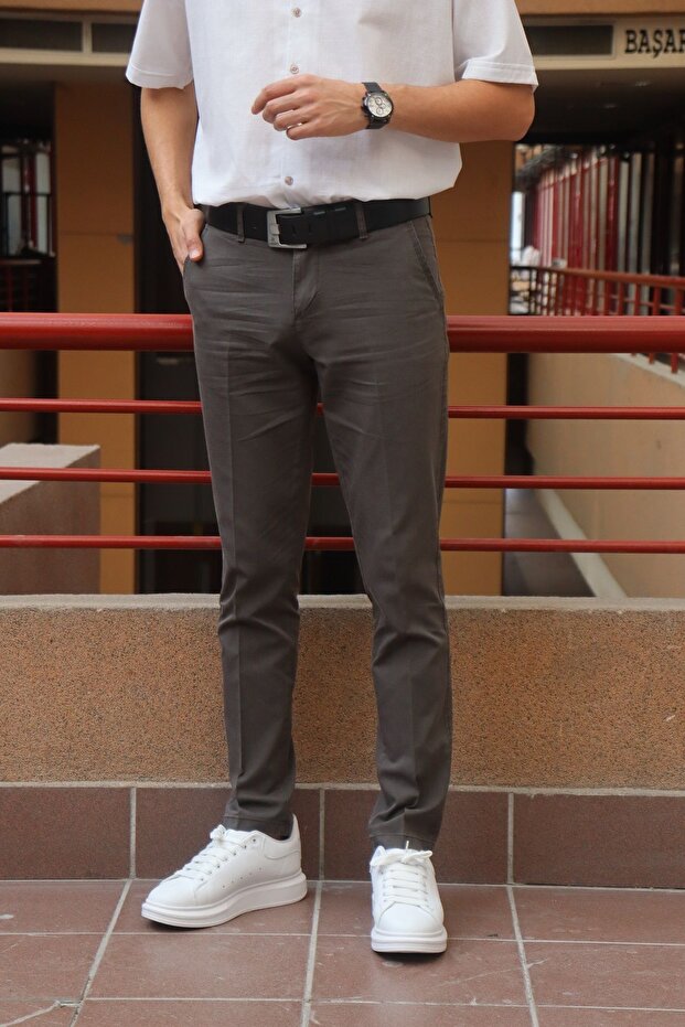 Men's, slim-fit, stretch fabric, washed, old money culture, pants 24INP277
