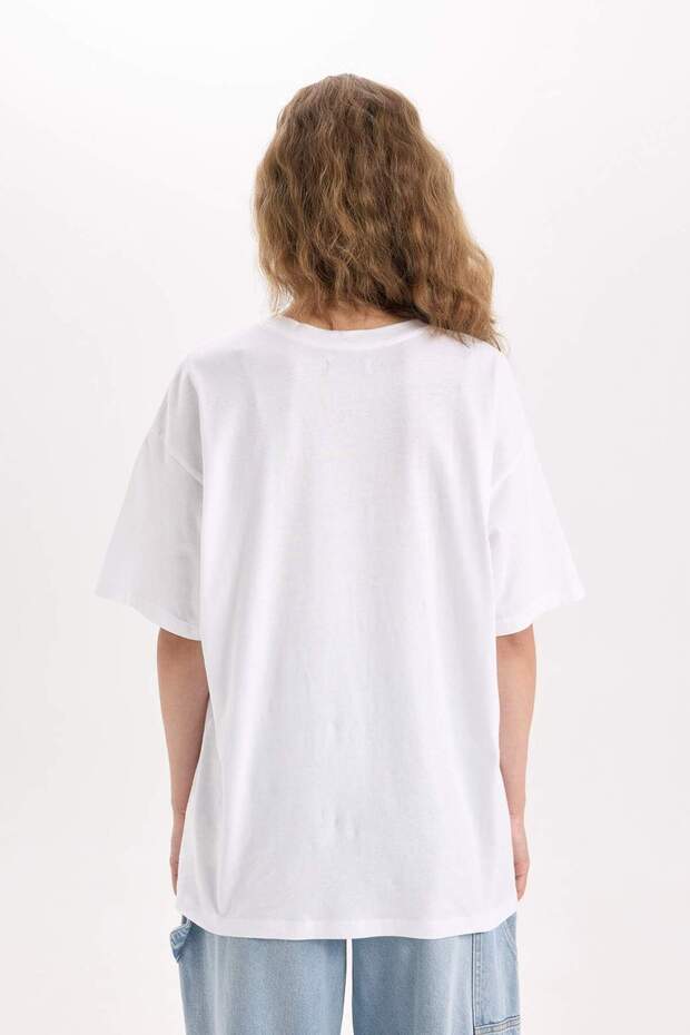 Oversize Fit Kısa Kollu Basic %100 Pamuk Tişört V4136AZ22SP - 5