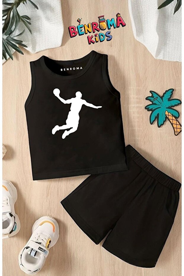 Basketball Printed Shorts Tee Unisex Children's Set