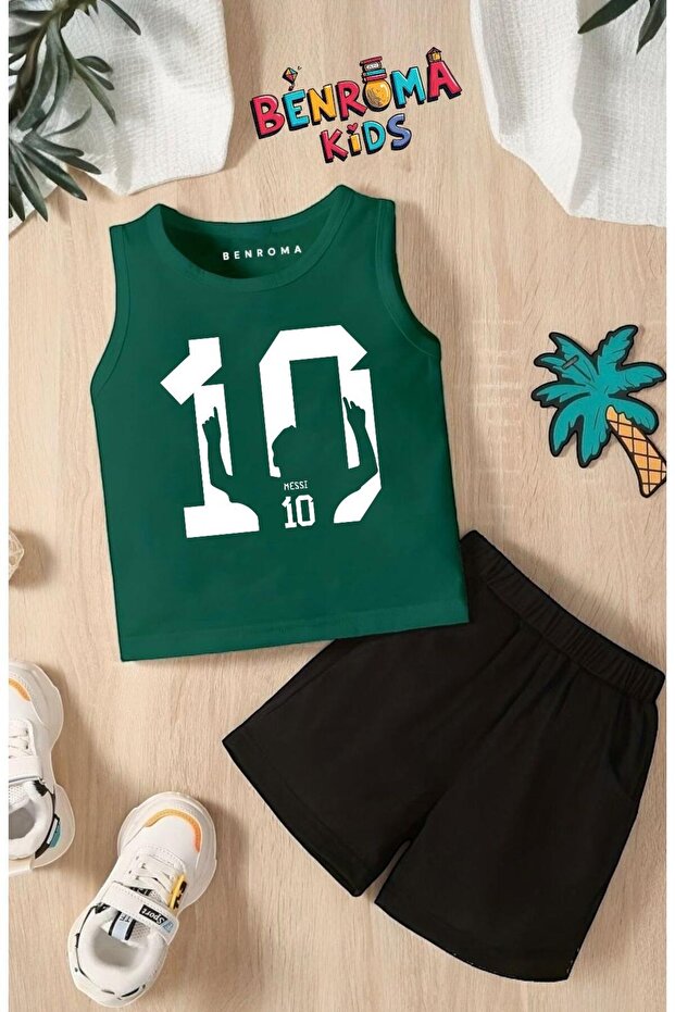 Number 10 Footballer Printed Shorts Tee Unisex Children's Set