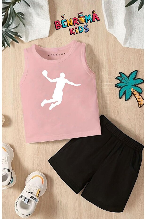 Basketball Printed Shorts Tee Unisex Children's Set