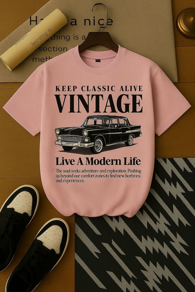 Unisex Vintage Printed Oversized T-Shirt