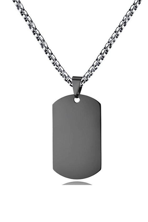Big Bright Black Dogtag Soldier Tag Steel Necklace Ds68Sy