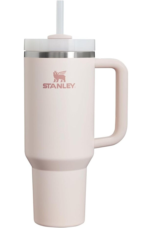 ترموس Quencher Straw Thermos مزود بشفاط، سعة 1.18 لتر، باللون الوردي الفاتح
