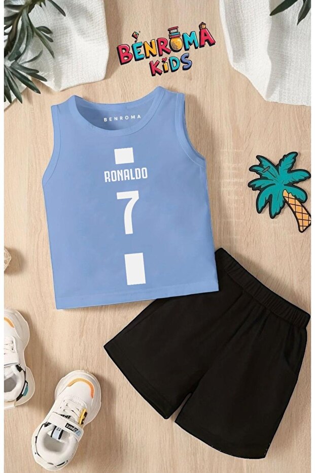 Footballer Printed Shorts Tee Unisex Children's Set