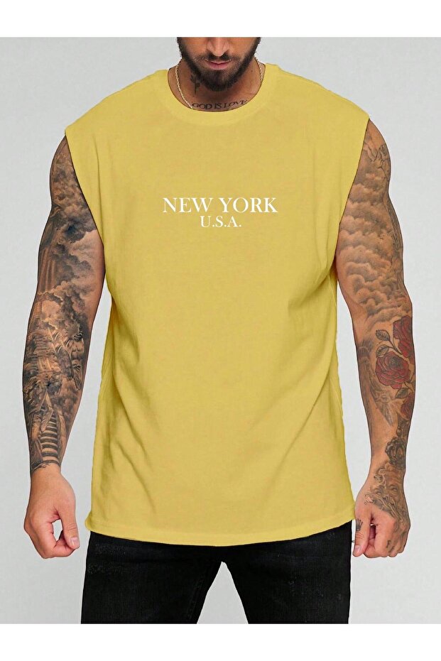 New York Usa Printed Sleeveless T-Shirt