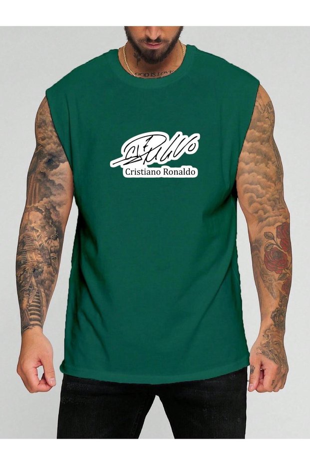 Football Player Signature Printed Sleeveless T-Shirt