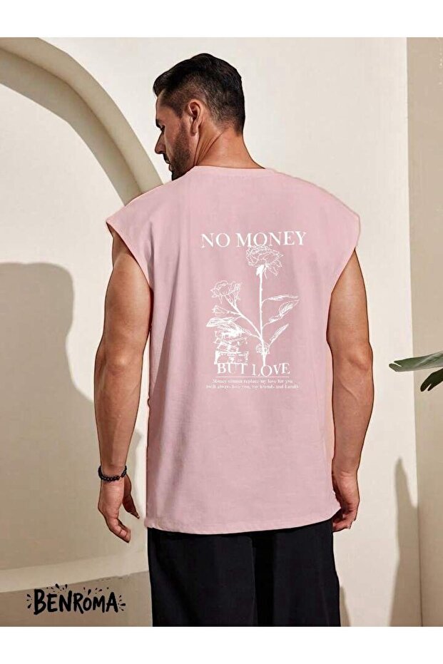 No Money but Love Printed Sleeveless T-Shirt