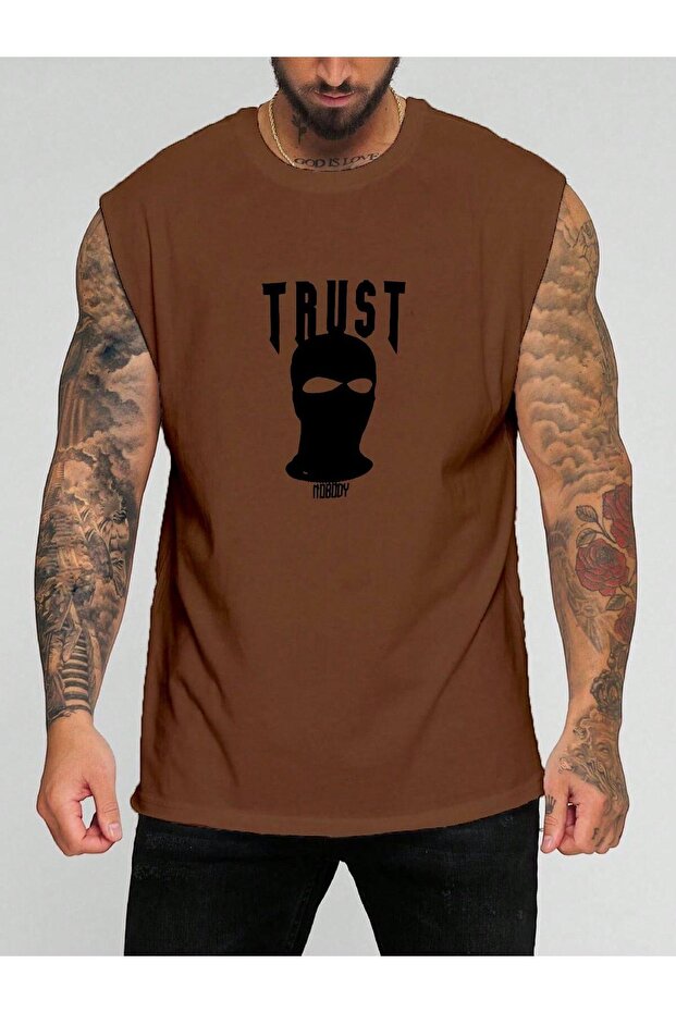تي شيرت بدون أكمام مطبوع عليه Trust