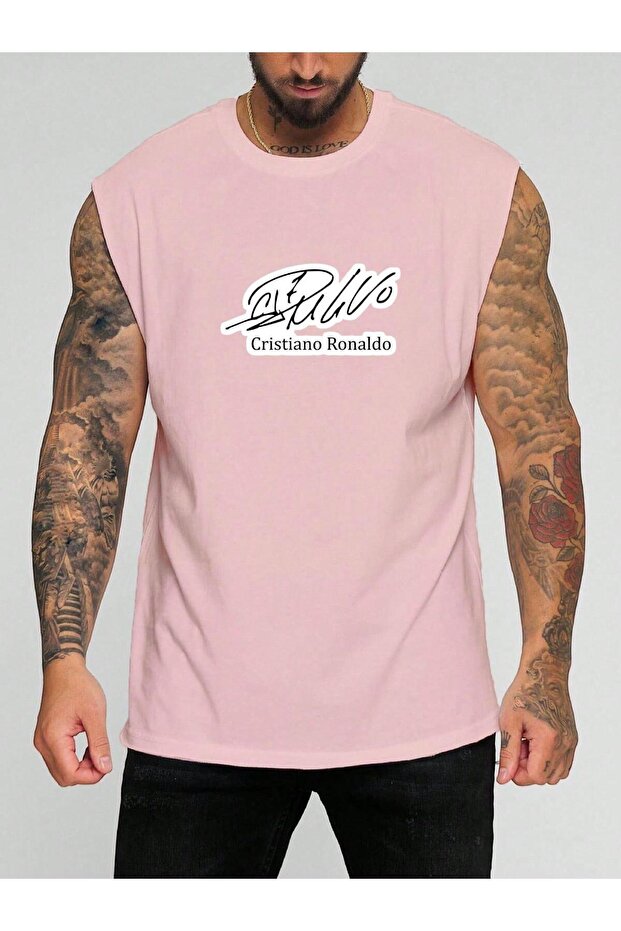 Football Player Signature Printed Sleeveless T-Shirt