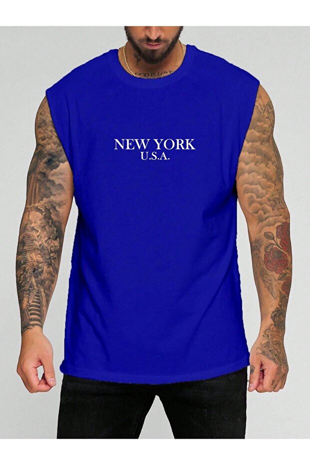 New York Usa Printed Sleeveless T-Shirt