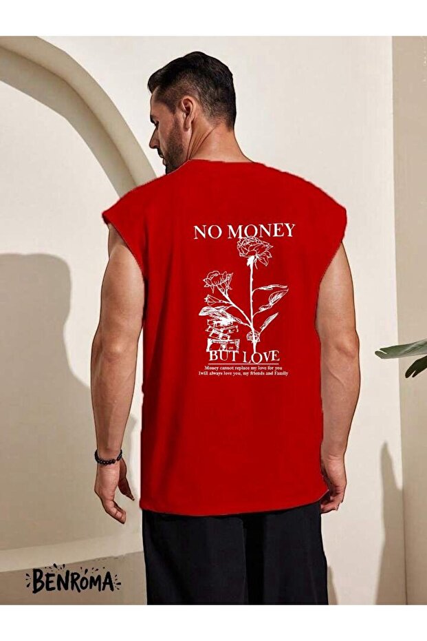 No Money but Love Printed Sleeveless T-Shirt