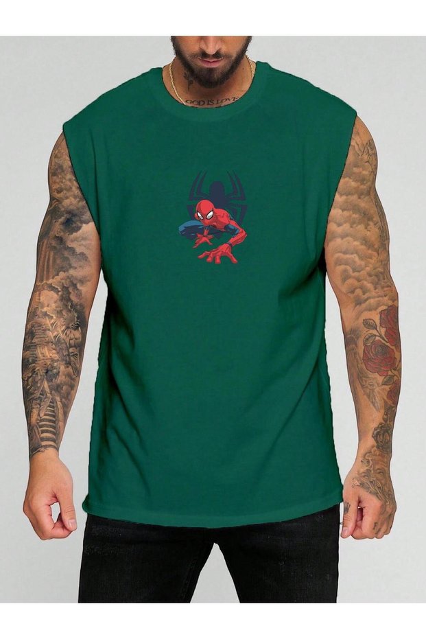 Spider Yopu Printed Sleeveless T-Shirt
