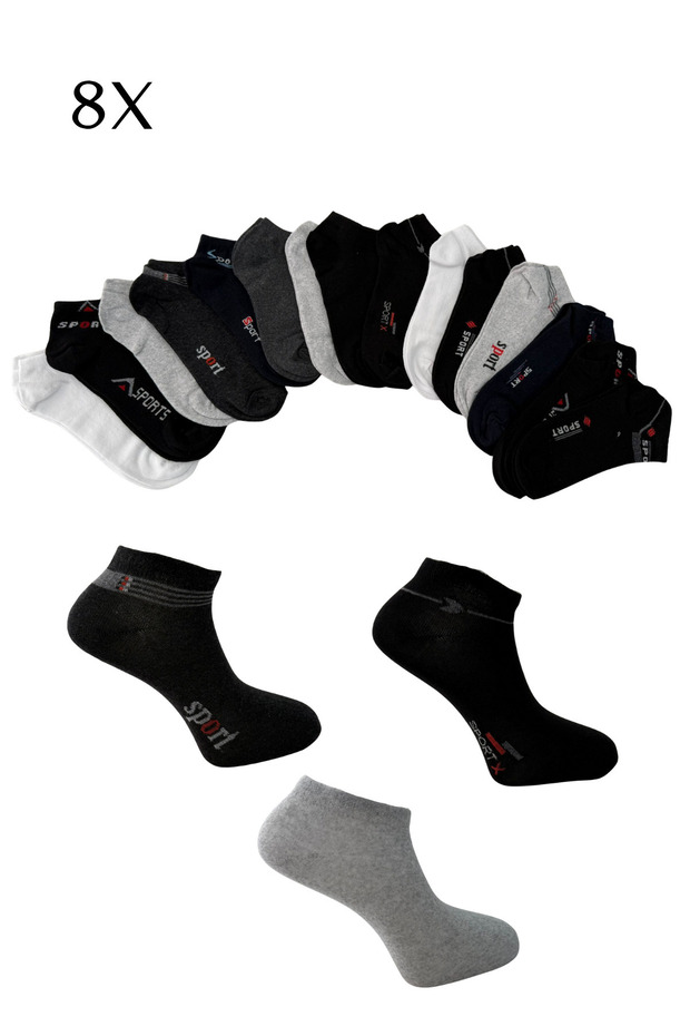 8-Piece Men's Sport Booties Socks Set Mix