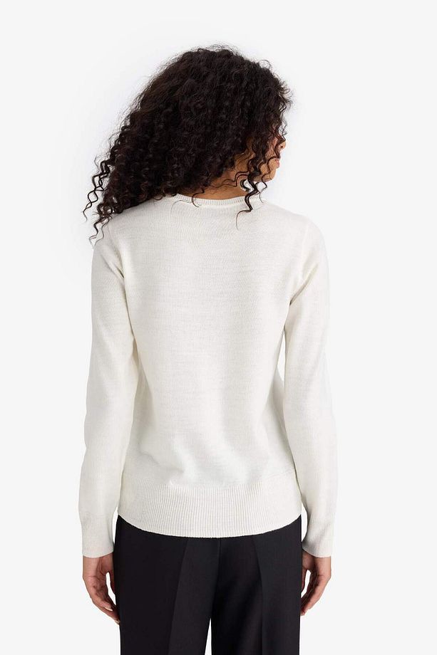 Basic Bisiklet Yaka Relax Fit Ekstra Yumuşak Kaşmir Dokulu Triko Kazak F7091AZ20AU - 6