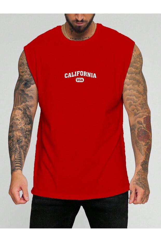 California Usa Printed Sleeveless T-Shirt